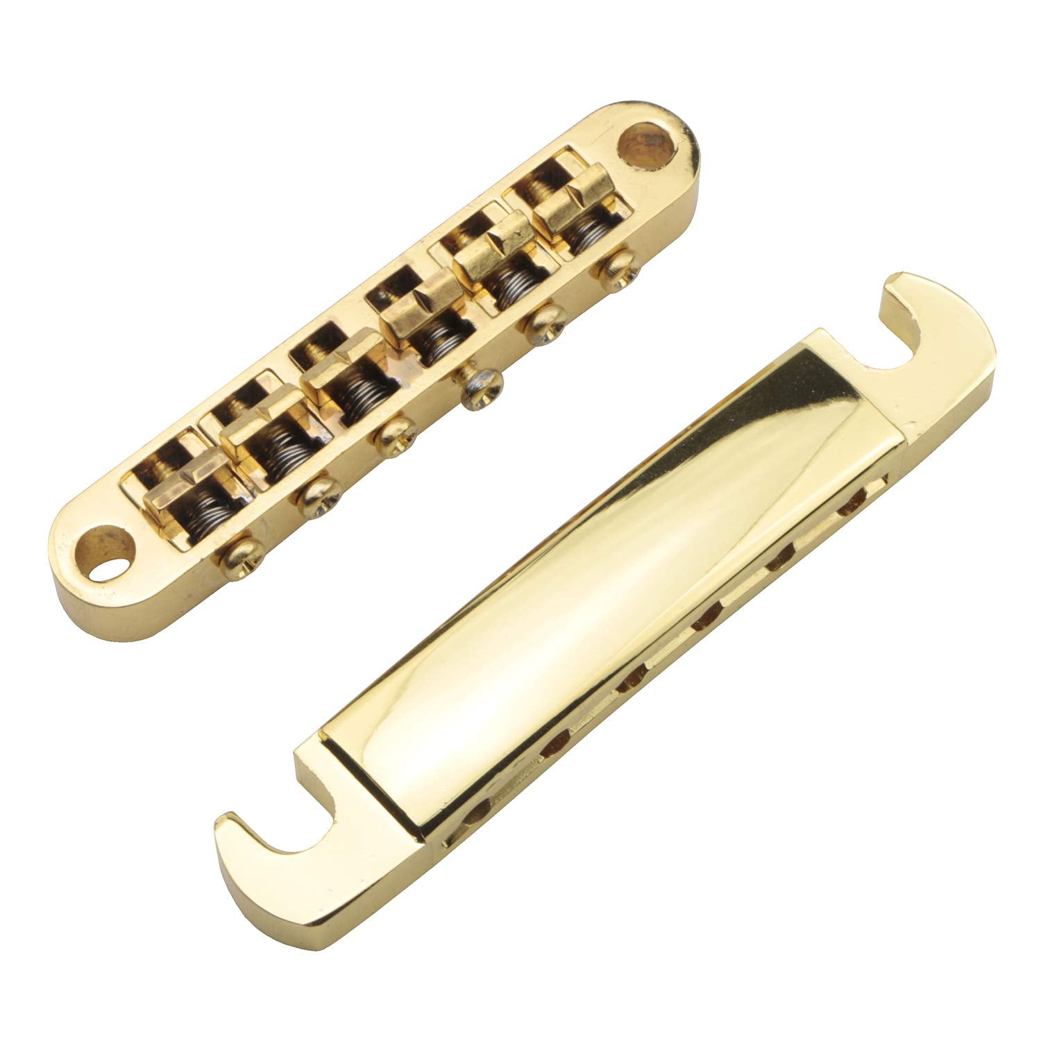 Swhmc Gold Electric Guitar Tune-O-Matic Roller Saddle Bridge & Tailpiece with Studs Set for Les Paul LP SG Style Electric Guitar